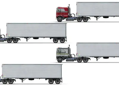 Freightliner Powerliner dryvan trailer Low-poly 3D model