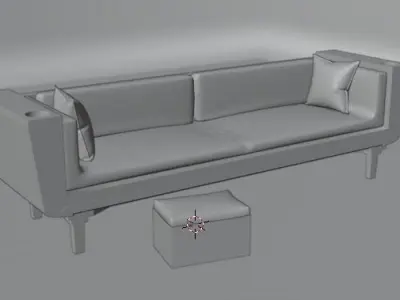 Low-poly Blender Couch Free low-poly 3D model