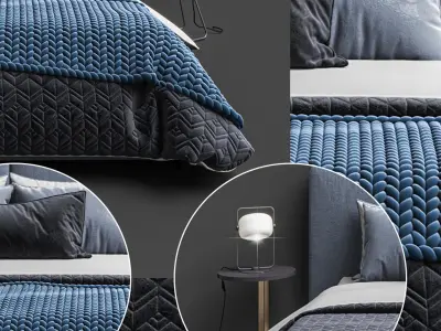 Modern double bed bedroom 3D model