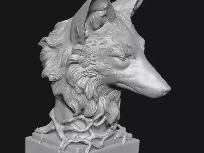 Fox sculpture 3D print model
