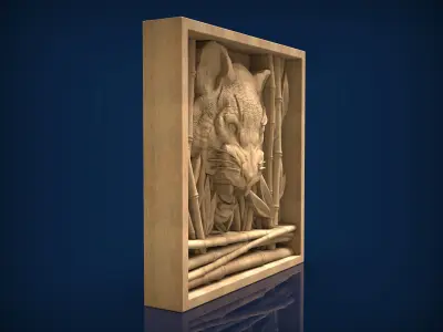 Carved panel painting STL 3D model 15