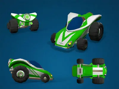2 low poly cartoon cars 3D model