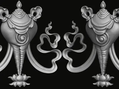 Buddhist Conch Shell Relief 3D print model
