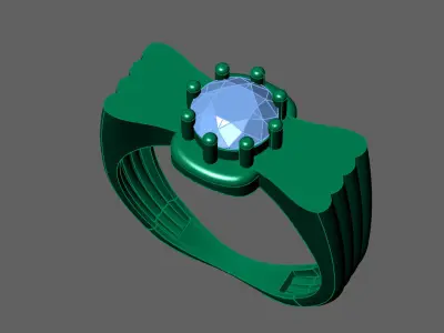 Womens Rings With Stone Ring Ready STL 3DM Models Rings women 3D print model