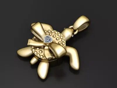 Diamond Bow Turtle Pendant 3D print model