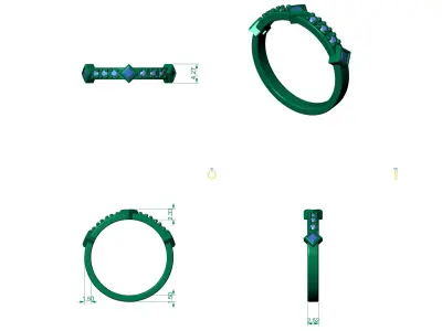 D-1803 gold diamond band ring 3D print model