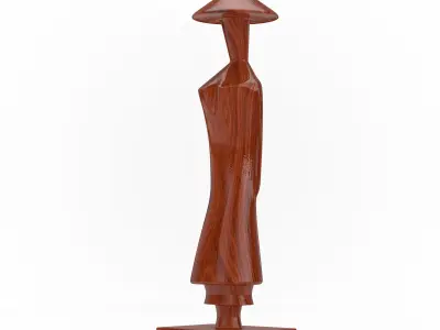 Red Wood Statuettes as Symbol of Vietnam Woman 3D model