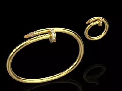 Nail Bracelet and Ring set 65678 3D print model