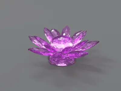 Glass Flower Showpiece Pink Low-poly 3D model