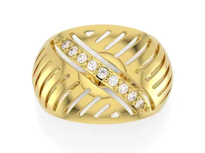 D-1829 gold ring with diamonds 3D print model