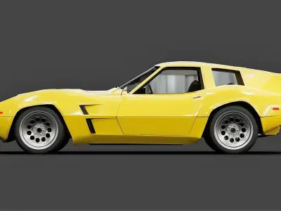 Vintage shooting brake sports coupe Low-poly 3D model