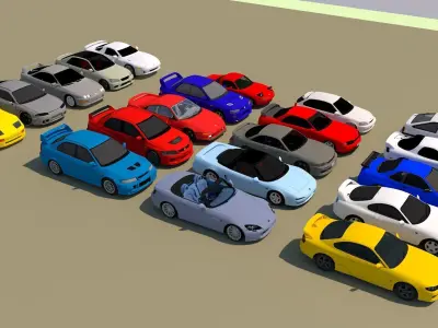 JDM cars  Low-poly 3D model