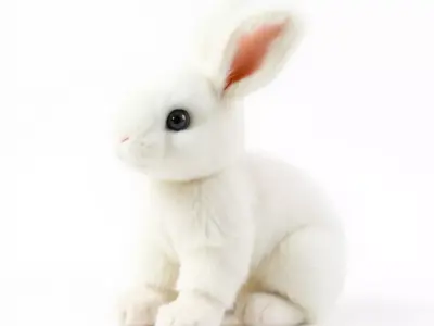 Fluffy White Rabbit model pack Low-poly 3D model