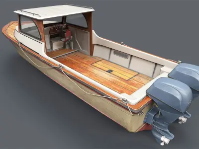 Motor Boat Low-poly 3D model