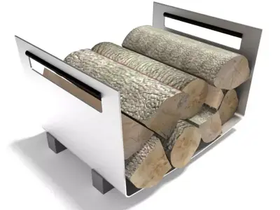 Fireplace utensils and wineglasses 3D model