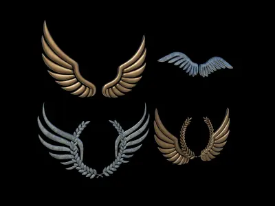 Gold Winged Laurel Wreath  3D model