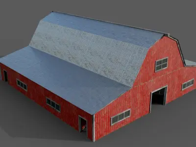Lowpoly Barn Farm Low-poly 3D model