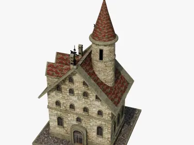Model Of An Old Building Low-poly 3D model
