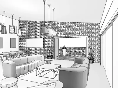 modern Living room interior design project 3D model