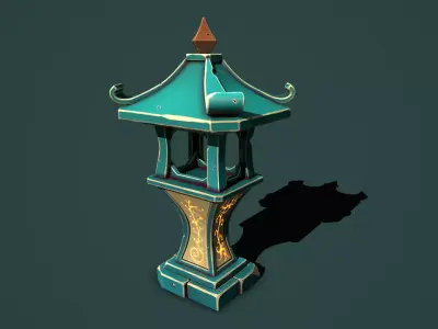 Fantasy stone sanctuary Low-poly 3D model