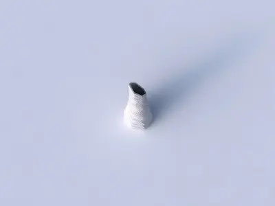 Vase top bent hexagon with distorted and twisted grid plates 3D print model