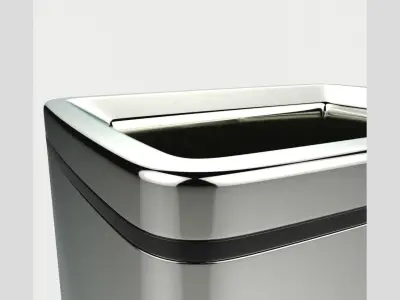 Modern Metal Trash Can Low Poly High Poly 3D model
