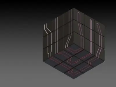 Cube with lines Free 3D model