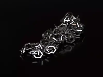 Chains pile of metal screws 3D model