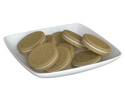 Cookies oreo in bowl 3D model
