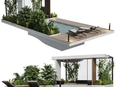 Landscape furniture with Pool and roof garden 23 Low-poly 3D model