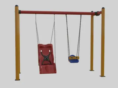 Playground Metal Non-Disabled Double Swings - 01 3D model