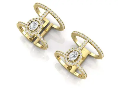 Oval halo messika 2 rows pave ring  3D print model