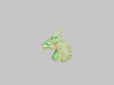 Golden Dragon Head Low-poly 3D model