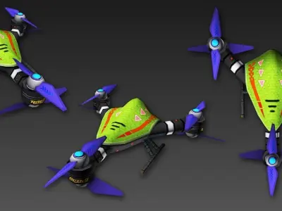Flycam cartoon 5 Low-poly 3D model