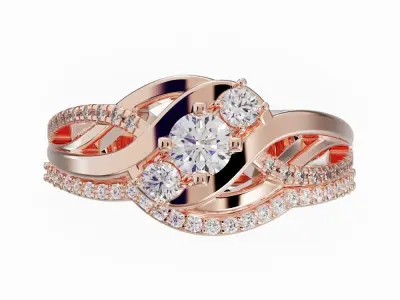 Engagement ring with match band 3D print model