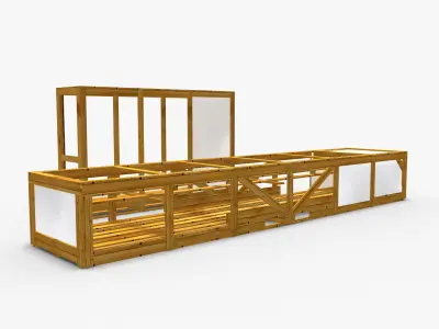 Boxes wooden bench 3D model