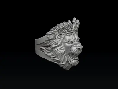 Lion With Crown Ring 3D print model