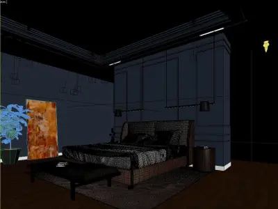 Luxury Modern Villa Bedroom Interior Scene 3ds Max  Corona 3D model