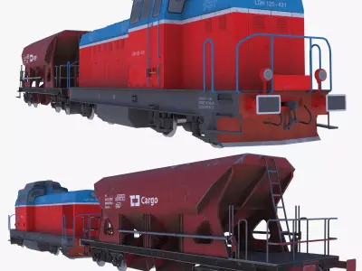 Cargo train PBR II 3D model