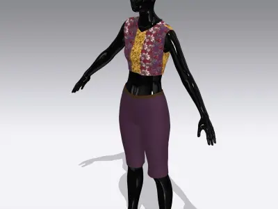Woman Cloth Dress Low-poly 3D model 10
