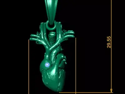 Luxury Anatomical Heart Pendant 3D Printable Art Jewelry 3D print model