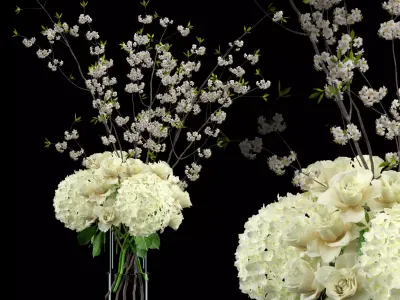 White bouquet 3D model