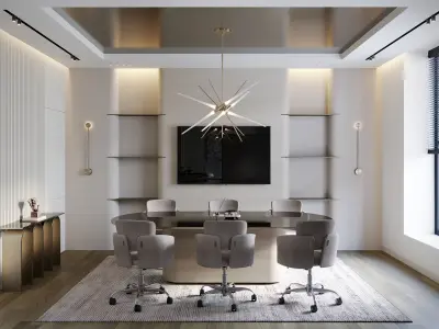 Contemporary Office Interior  Executive Workspace 3D model