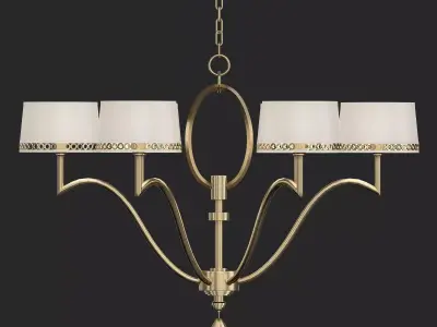 Allegretto four light chandelier in brass with shades 3D model