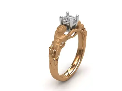 Carrera y Carrera Embrace Ring Lovers Holding Diamond STL 3DM 3D print model