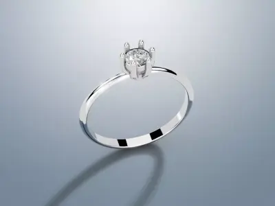 6 Prong Solitaire Ring 3D print model