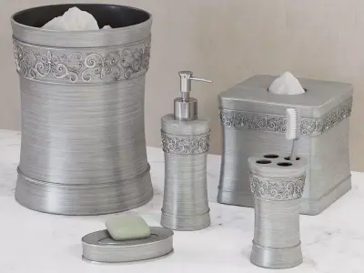 Murano Brushed Silver Bath Accessories 3D model