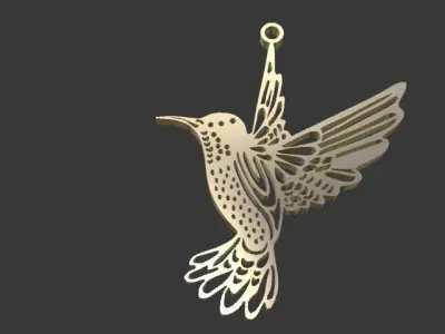 Colibri gold hummingbird hanging from chain 3D print model