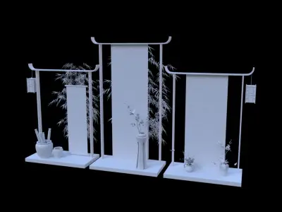 Chinese style beautiful Chen bamboo scroll vase 3D model