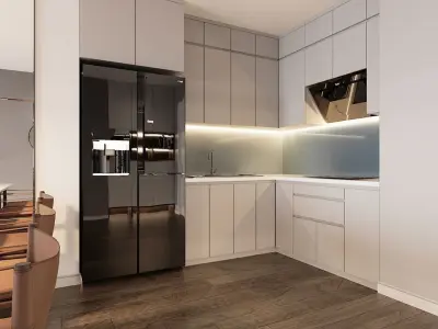 Kitchen Set modern warm tone 3D model